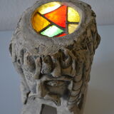 Lampe sculpture tete gaulois signee Mazoyer 1977