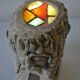 Lamp sculpture gallish head signed Mazoyer 1977