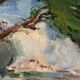 oil painting and knife on canvas mounted on a frame. Vintage