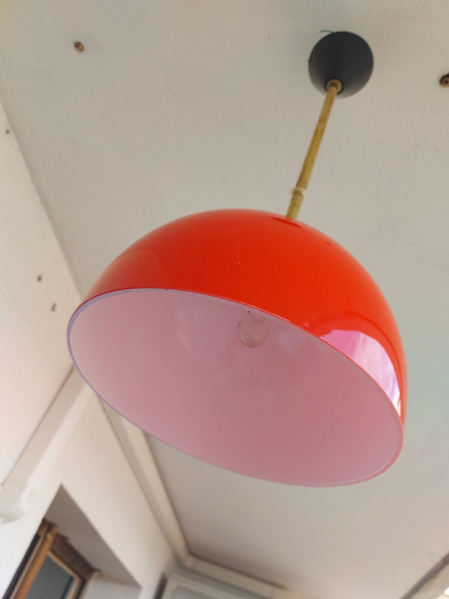 Vintage hanging lamp in red opaline of the 50/60