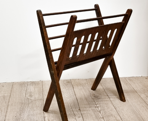 Vintage wooden magazine rack
