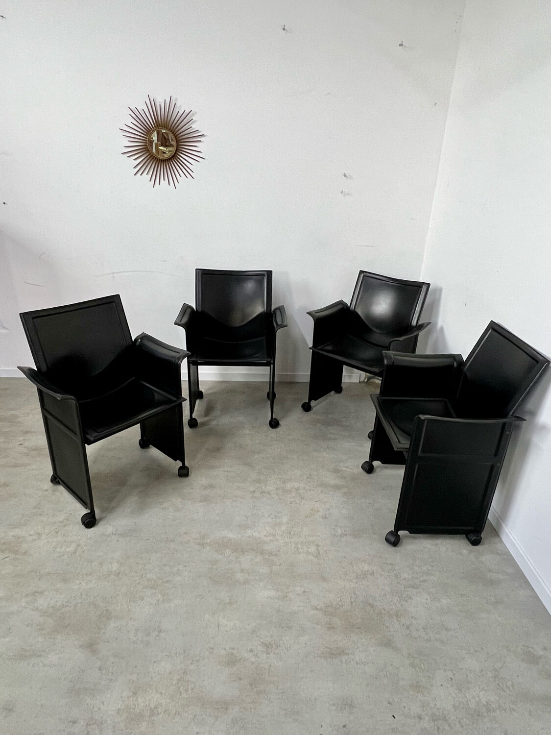 Lot 4 old armchairs "Korium" by Tito Agnoli for Matteo Grassi 1980