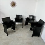 Lot 4 old armchairs "Korium" by Tito Agnoli for Matteo Grassi 1980
