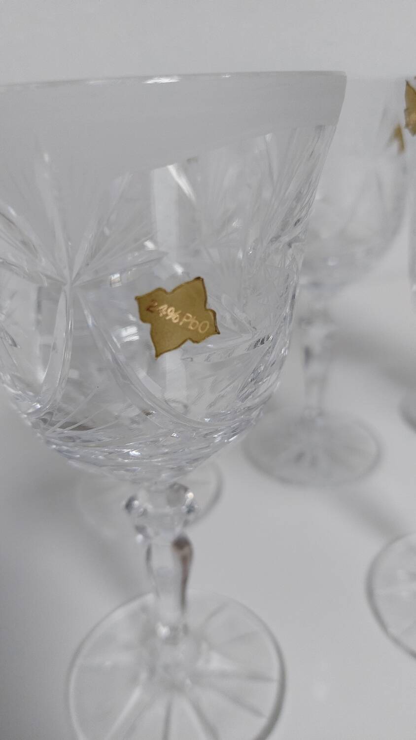 Verres à vin cristal polonais 90s