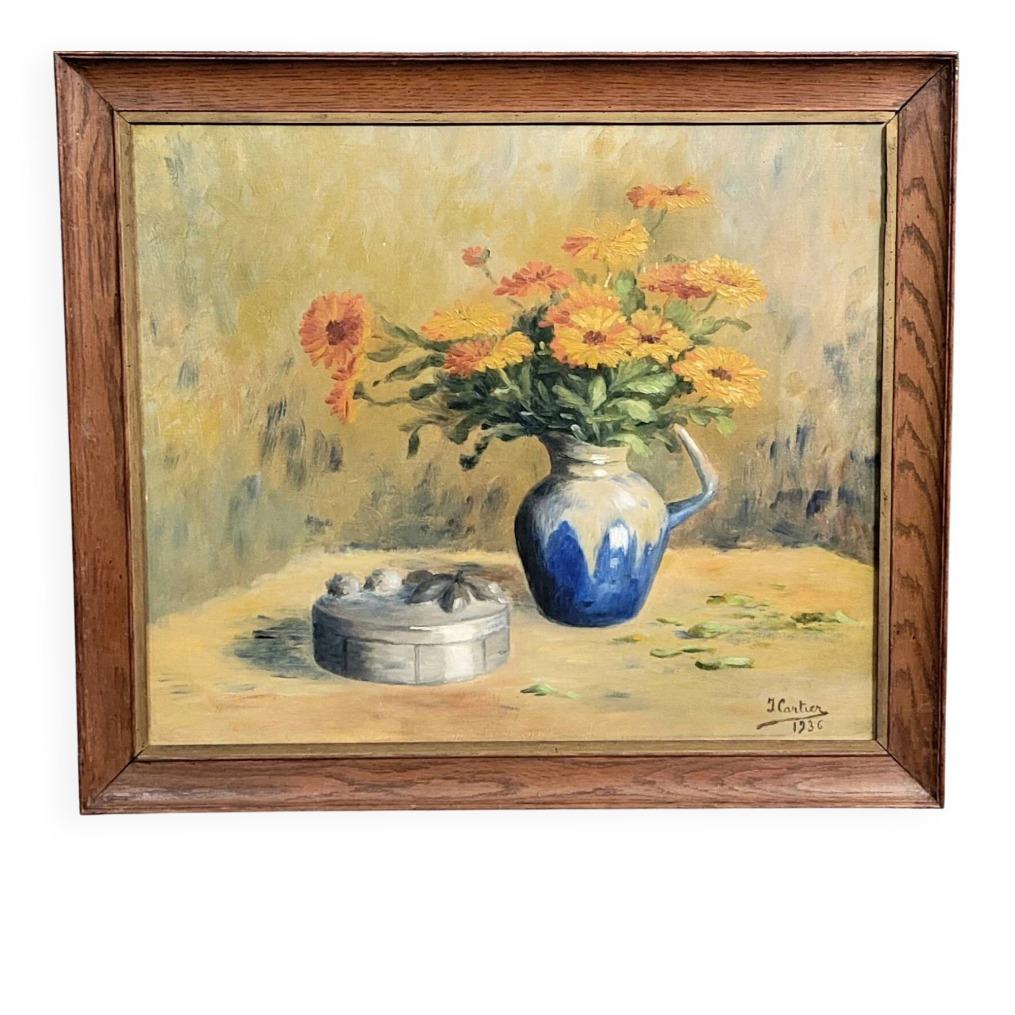 Jacques cartier 1936: oil on canvas, still life with flowers