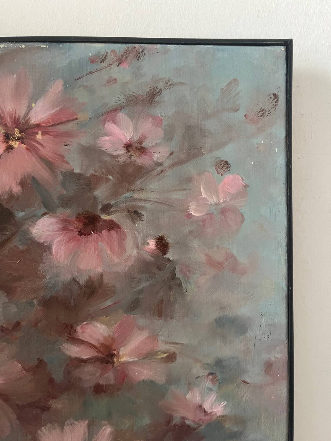 Flowers, oil on canvas signed by Nicole de Fourmantel, 1997
