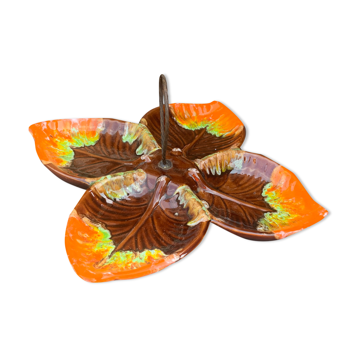 Enamelled ceramic servant in the shape of vintage sheet 1960/70