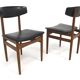 Set of 2 Scandinavian chairs in teak and imitation leather, Denmark, 1960