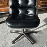 Pollock Knoll black leather armchair, 1980 edition