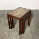 Danish nesting tables in rosewood and ceramic by Willy Ryomgard, Mo.