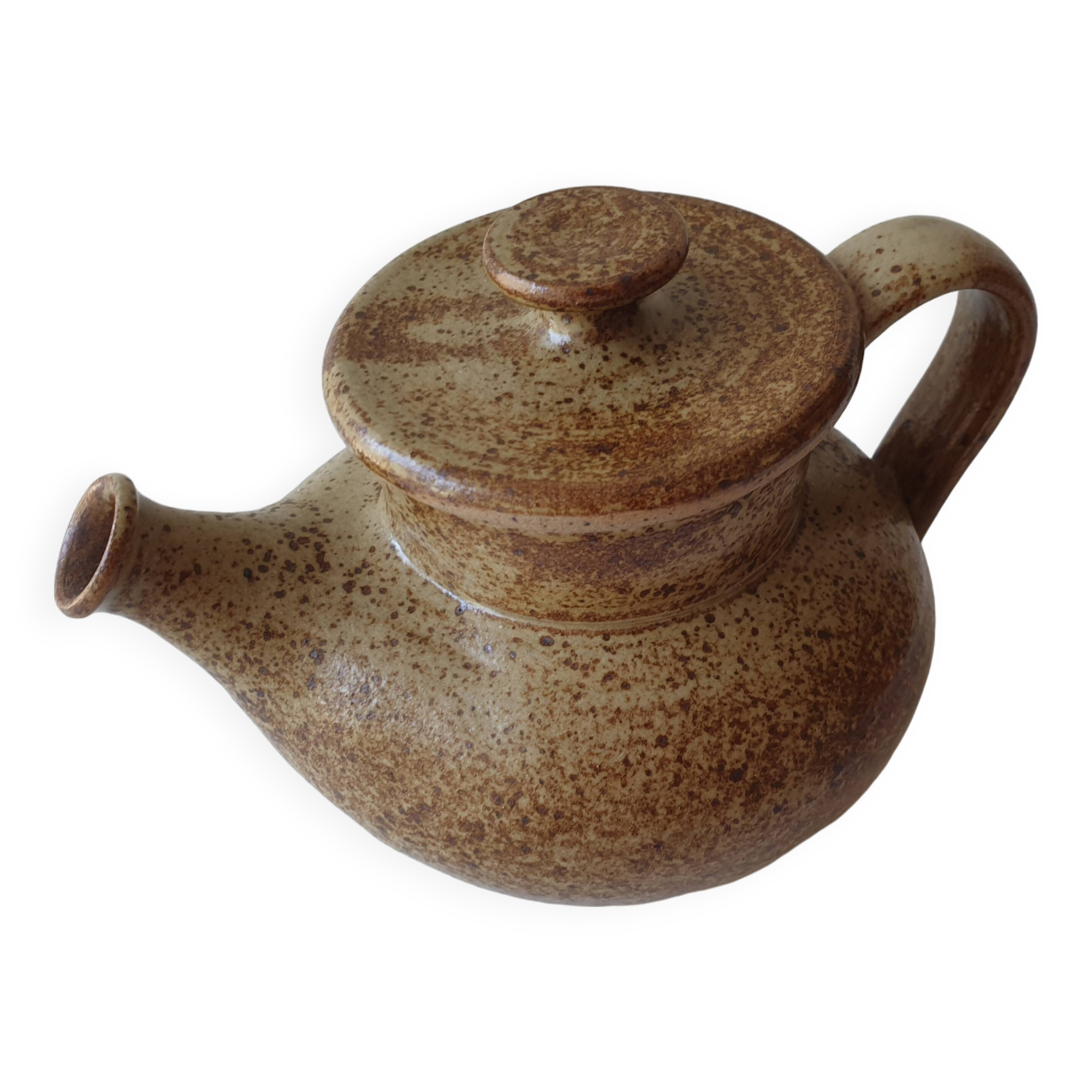 Small teapot in pyrite stoneware ceramic signed NC (Signature to be identified)