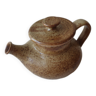 Small teapot in pyrite stoneware ceramic signed NC (Signature to be identified)