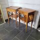 Pair of bedside tables with cherry wood lattices