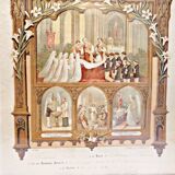 RARE 1929 France - Old framed Communion Certificate - French religious article