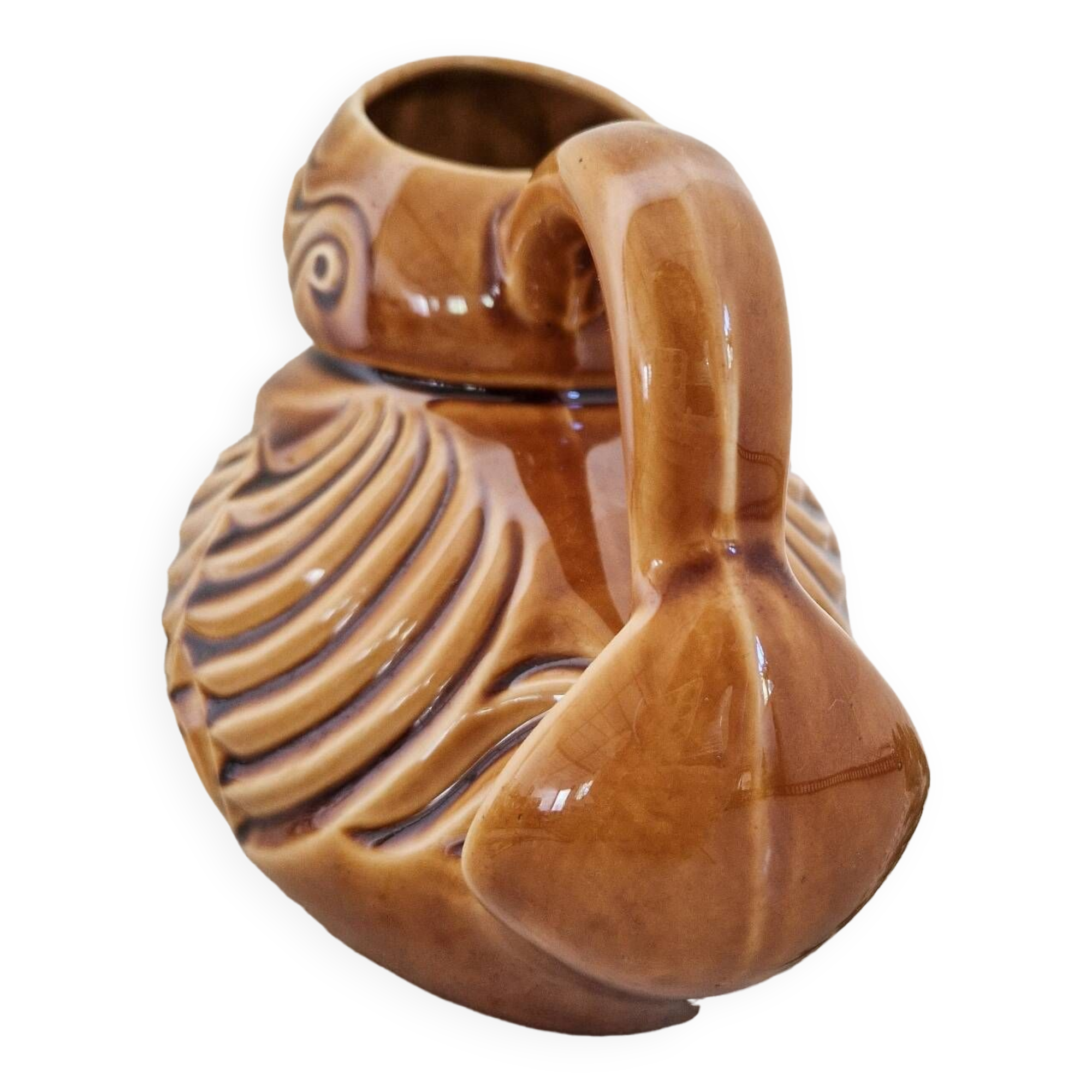 Vintage Sarreguemines slip duck pitcher