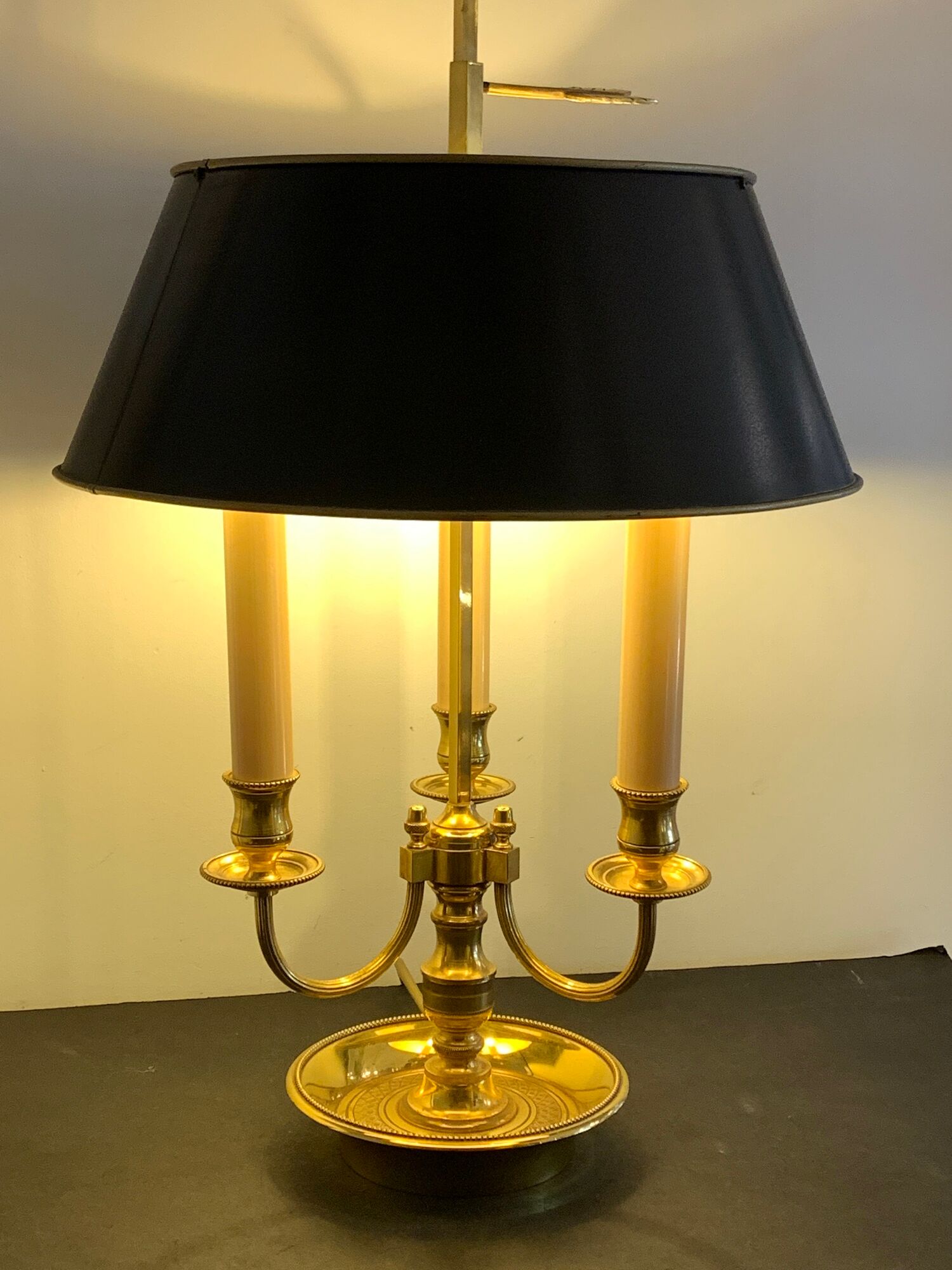 Hot water bottle lamp, 3 lights in bronze Lucien Gau, XXth