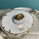 Soup tureen, vegetable dish in fine Limoges porcelain Monograms PJC gold