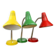 Lampes de bureau réglables en métal peint vert, rouge et jaune et bras spiralé chromé de TEP,