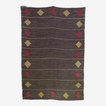 Tapis scandinave à tissage plat du milieu du siècle kelim années 1950-1960