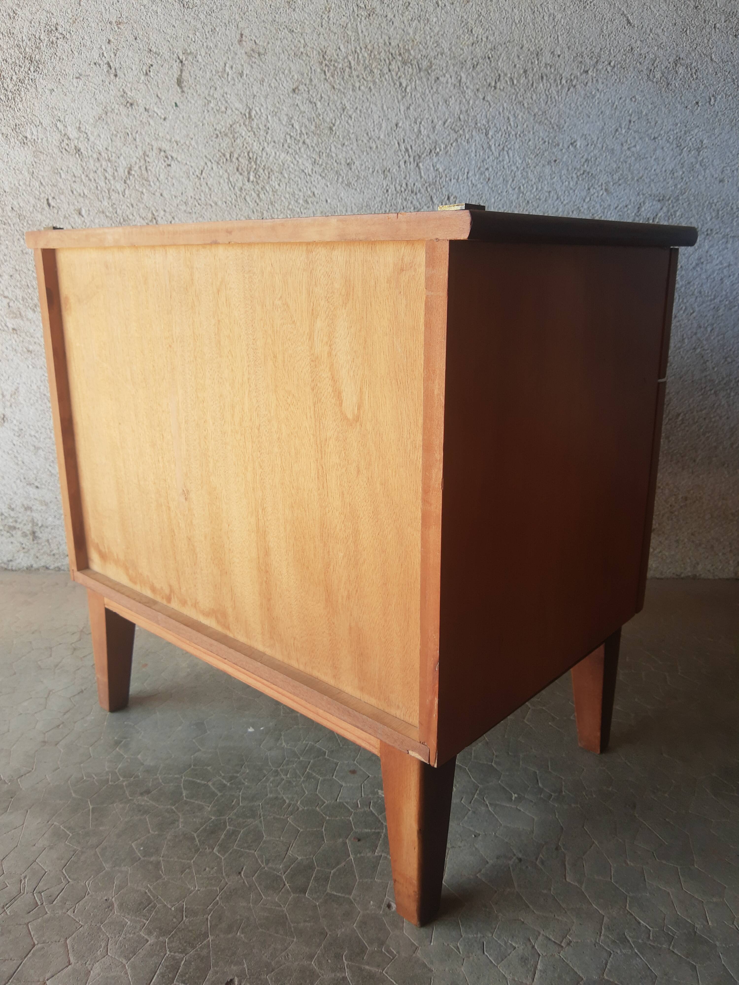 Vintage 70s light wood bedside table