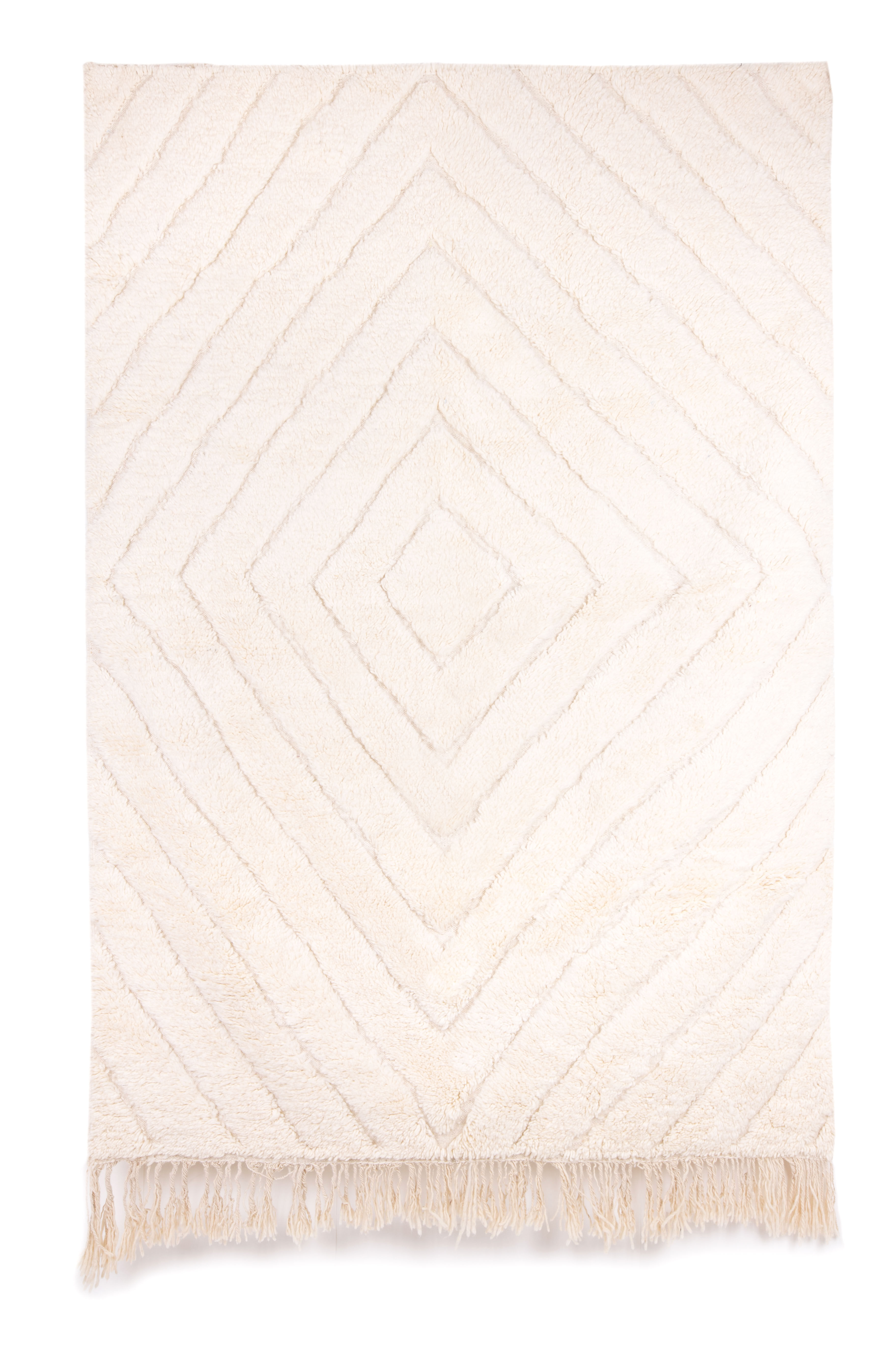 Berber carpet beni urain ecru with relief lines 242 x 156 cm