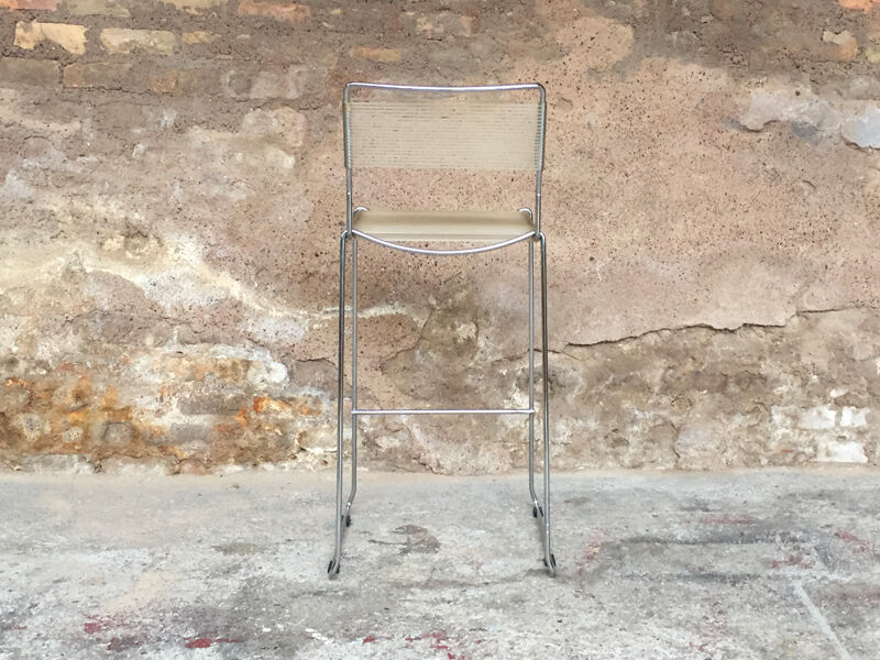 Bar stool high scoubidou vintage structure chrome