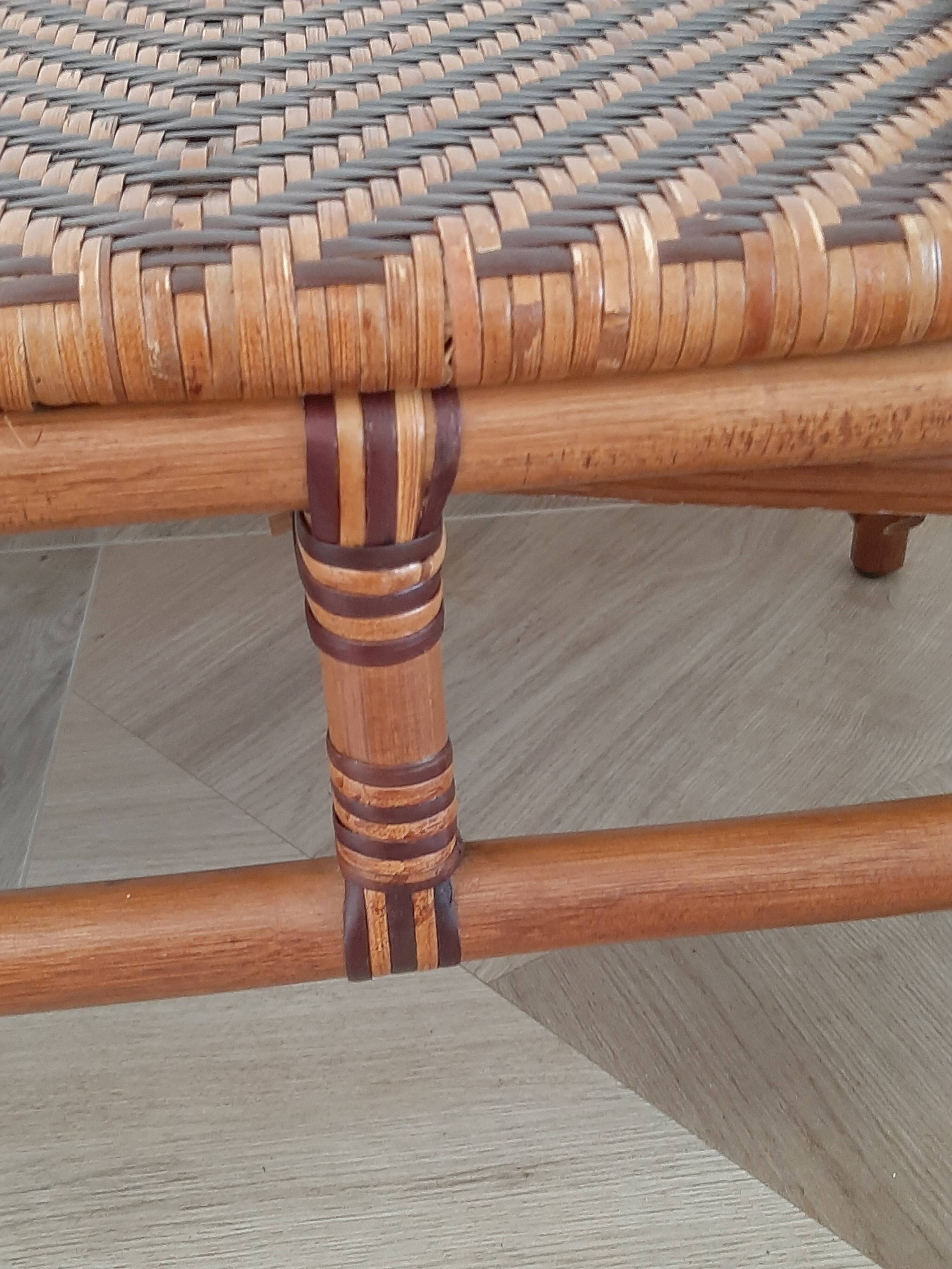 Vintage -Braided rattan sofa - chevron pattern