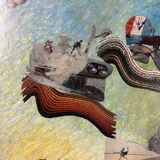 Very large framed surrealist collage by Alain Gaudet 1979