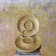 Set of 5 Gien artichoke plates – Golden yellow barbotine