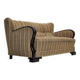 1960s, Danish 3-seater sofa, original, brown furniture wool, beech wood.