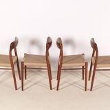 4x Niels O. Møller Dining Chair Model 75 in Teak, 1960s Denmark