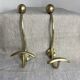 Pair of ball and hook coat hooks in brass