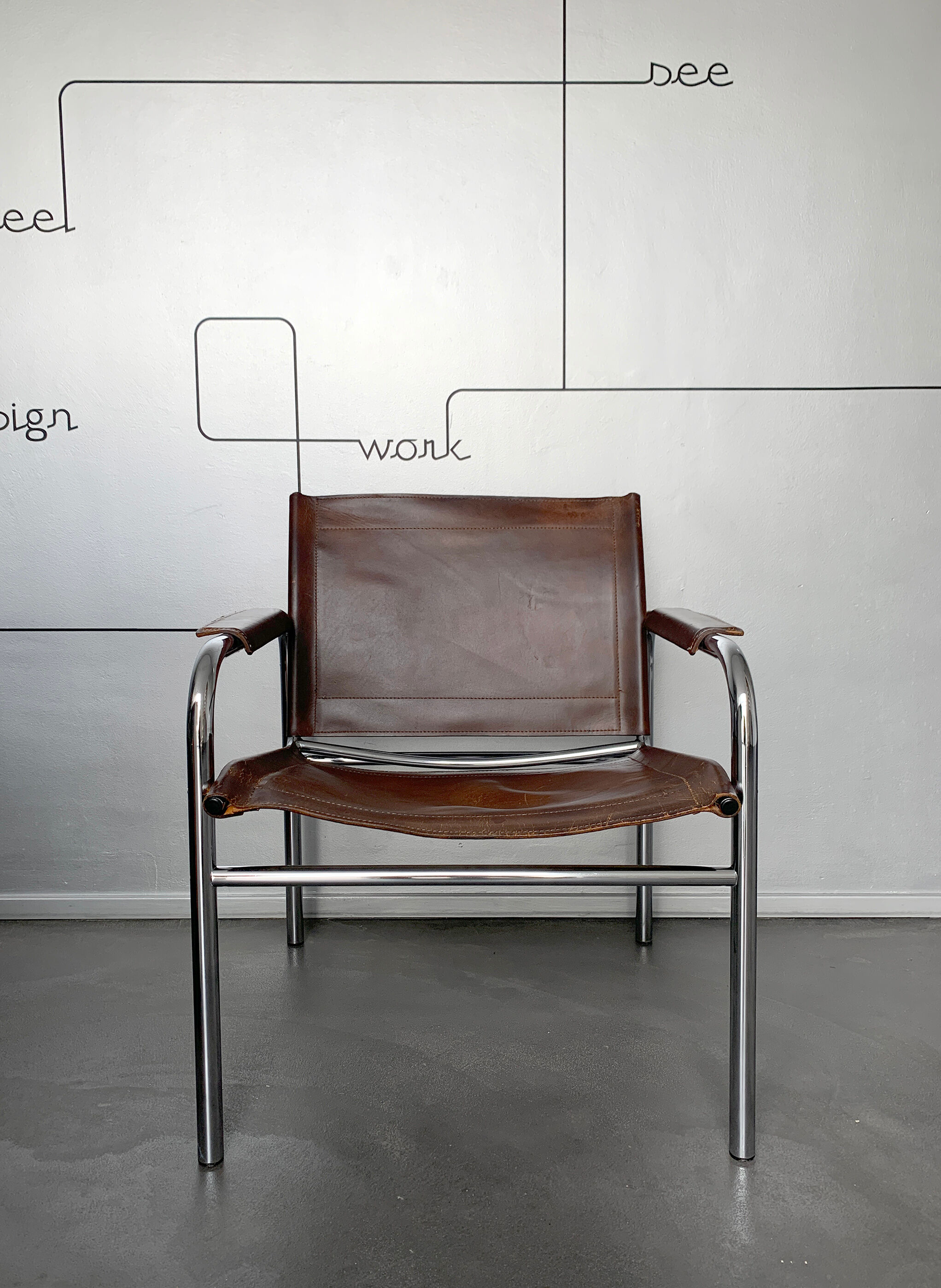 'Klinte' armchair for Ikea, chrome & leather design Tord Bjorklund 1970s chair