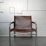 'Klinte' armchair for Ikea, chrome & leather design Tord Bjorklund 1970s chair