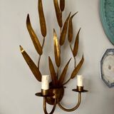 2-light leaf wall lights in gold metal