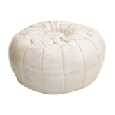 Off-white leather patchwork pouf