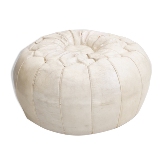 Off-white leather patchwork pouf