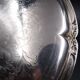 Silver metal tray with a flower decoration - circa 1950