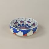 Hand painted ceramic ashtray vintage floral pattern blue decoration