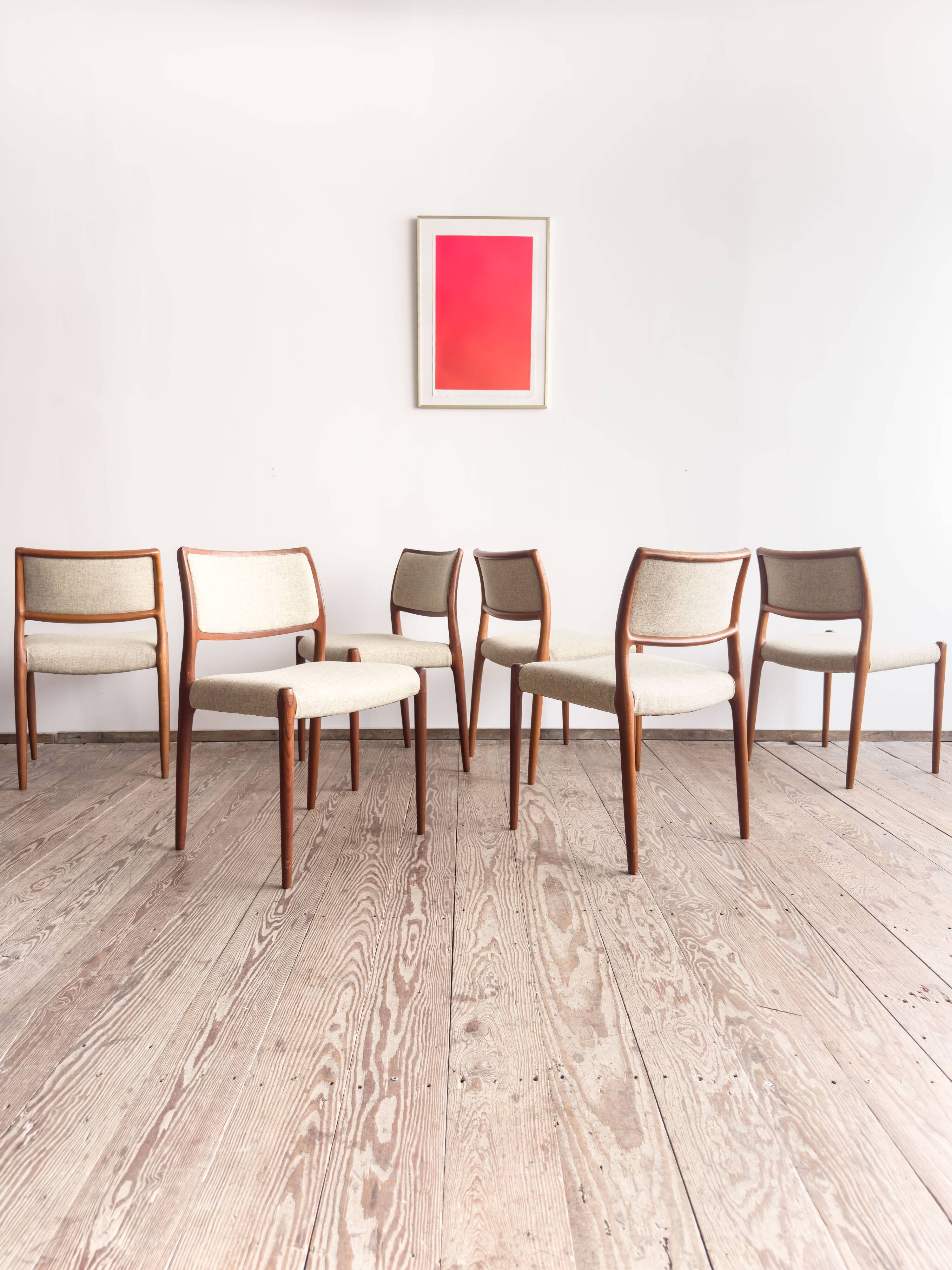 Set of 6 chairs #80 in teak by Niels O. Møller, JL Moller, Mid Century