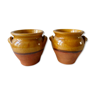 Pair of glazed terracotta pots