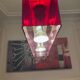 Duplex pendant lamp - Fontana Arte red plexiglass by Carlo Tamborini