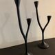 Pair of black candlesticks art deco in steel Habitat 1970