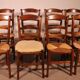 série de 8 chaises paillées en merisier