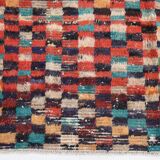 5x6 Multicolor Checkered Pattern Turkish Vintage Rug, 151x172Cm