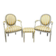 Pair of Medallion Armchairs in Louis XVI Style with Footrests, 20th Century