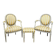 Pair of Medallion Armchairs in Louis XVI Style with Footrests, 20th Century