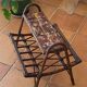 Rattan magazine rack, shelf with ceramic tiles R. Capron