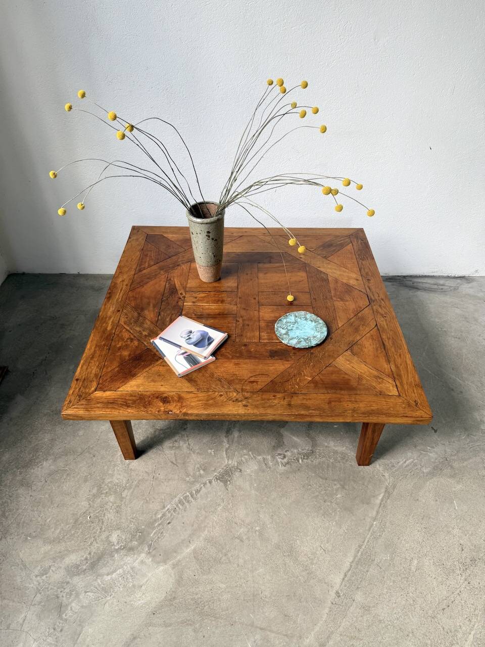 1940s inlaid oak coffee table