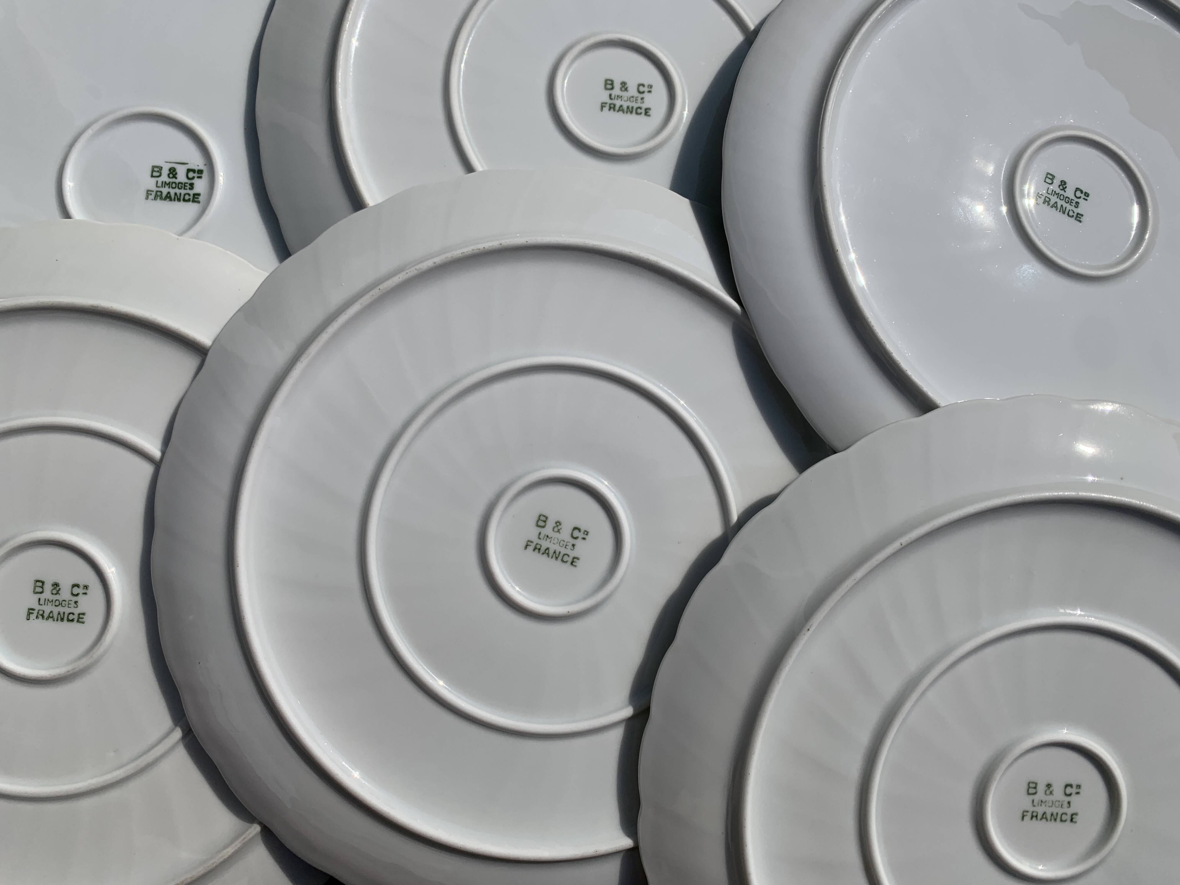 6 dessert plates in Godronnée porcelain from Limoges Bernardaud